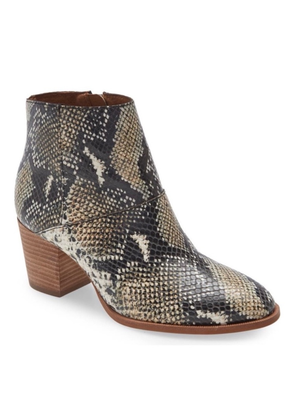 Madewell The Rosie Snakeskin Embossed Blocked Heel Ankle Booties Size 5.5M